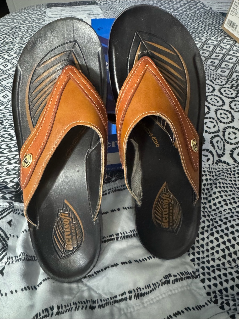 Men's Brown Leather Thong Sandals - Unbranded